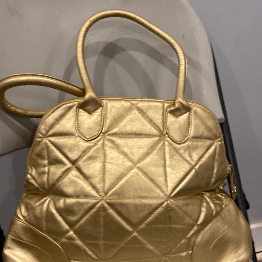Gold medium size  Leather womens bag